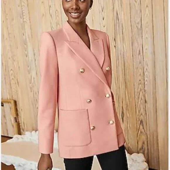 NWT Express Flannel Knit Oversized Coral Almond Blazer Size XS - Picture 2 of 10